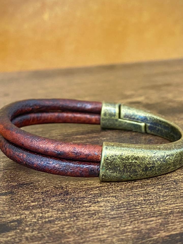 Half-Cuff Leather Bracelet for wholesale by MacKenzie Rose Designs