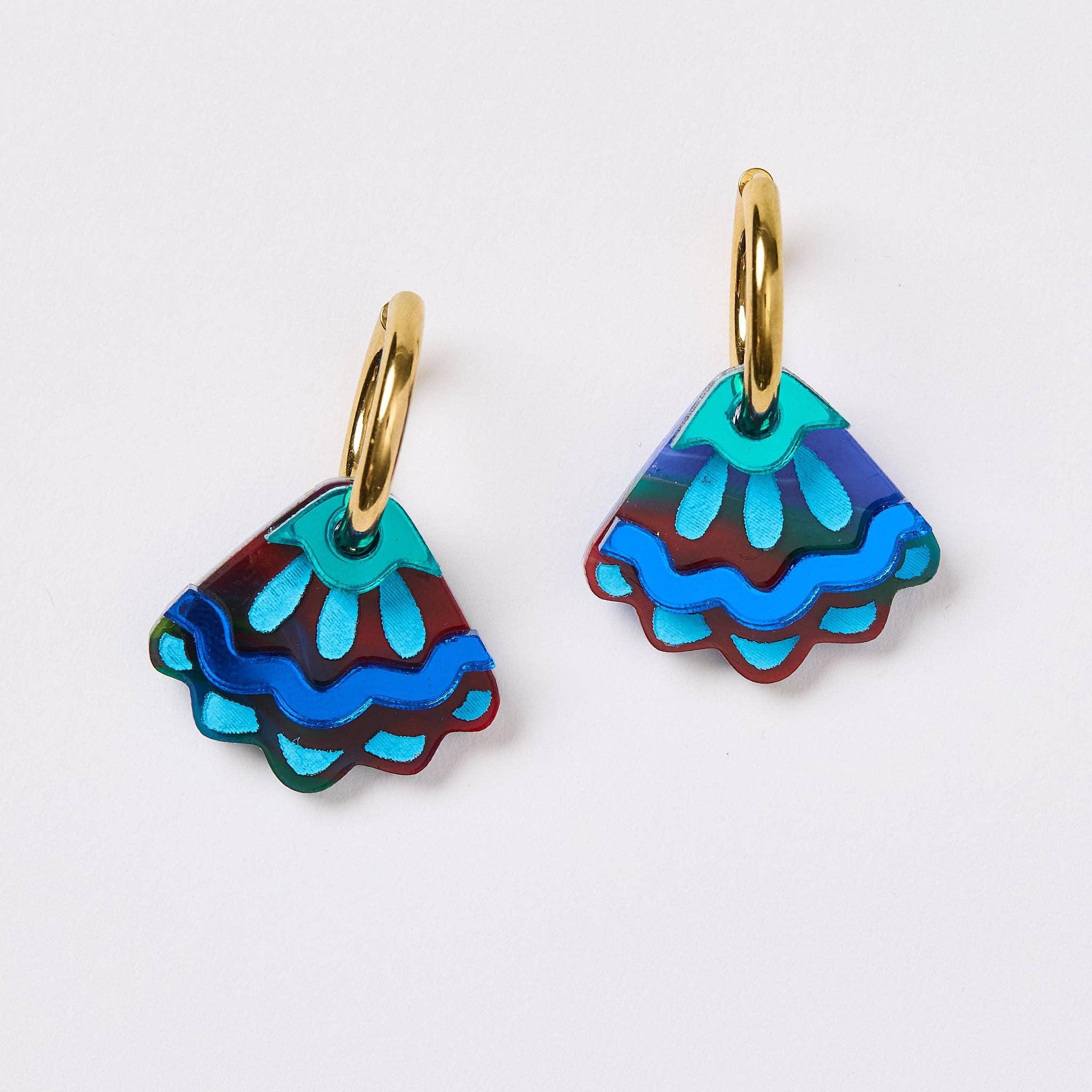 Martha Jean - Wholesale Dangle Earrings - Frill Pod Earrings - Blue Watercolour0