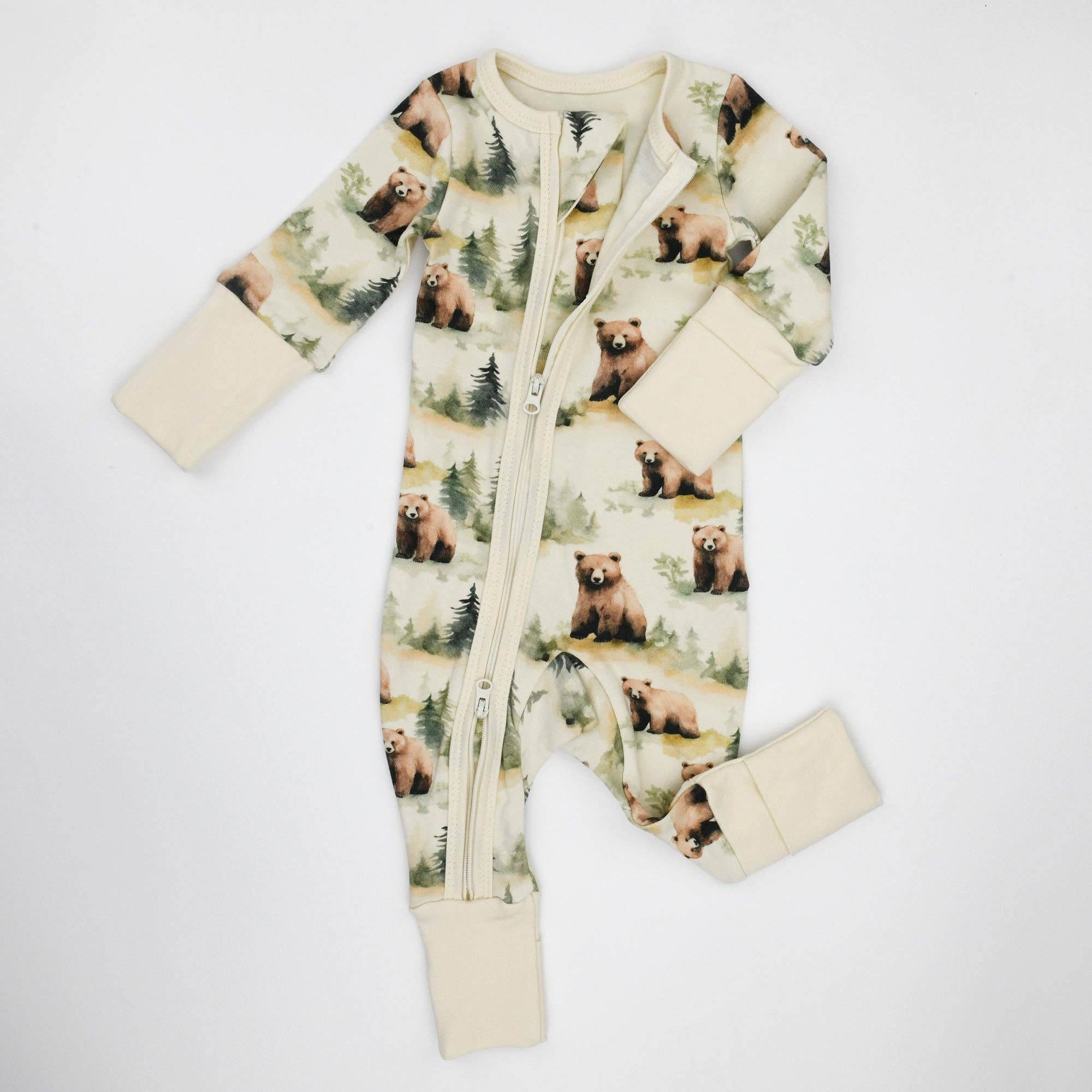 Earthy - Wholesale Sleepsuit - Baby - Organic Cotton Baby Pajamas 2-Way Zip Front Zipper Sleeper, Hemlock1