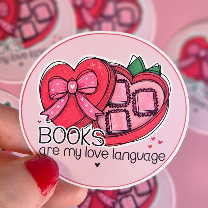 Books Are My Love Language Circle Vinyl Sticker for wholesale by Becki Leigh Studios