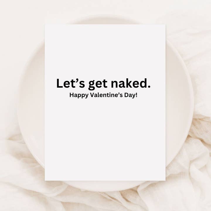 Let's Get Naked: Valentine's Day Card for wholesale by The Cheeky Press
