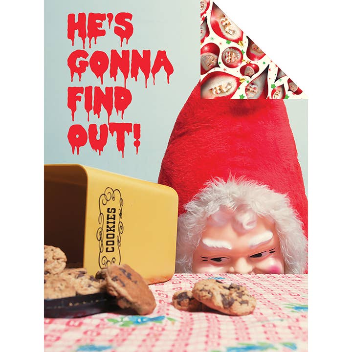 Smitten Kitten - Wholesale Flat Wrap - Creepy Santa Is Gonna Find Out Gift Wrapping Paper