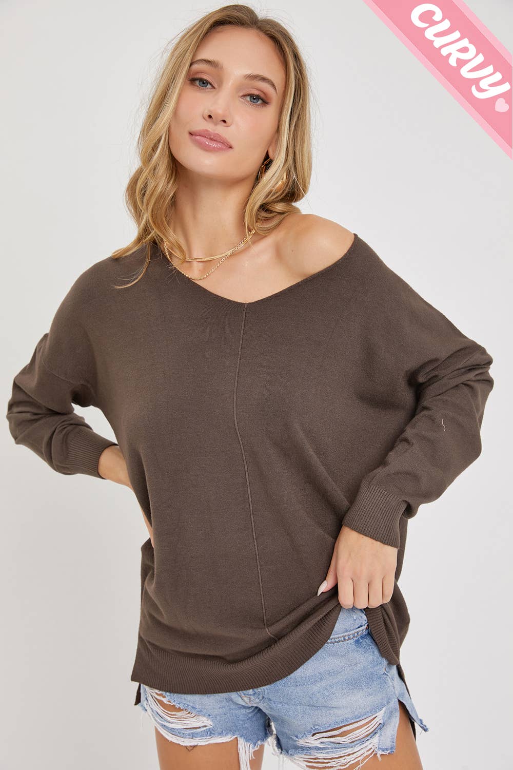 Sweet Lovely by Jen - Wholesale Tunic Sweater - Women's - PLUS SIZE  COZY KNIT SWEATER85