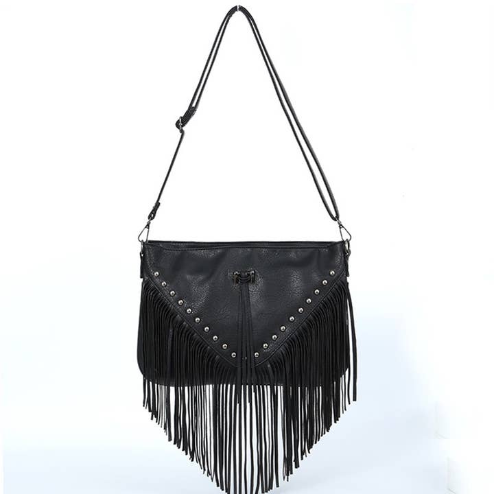 ACCITY - Wholesale Shoulder Bag - Women's - RIVET SOFT LEATHER TASSEL SHOULDER BAG_CWAB0780