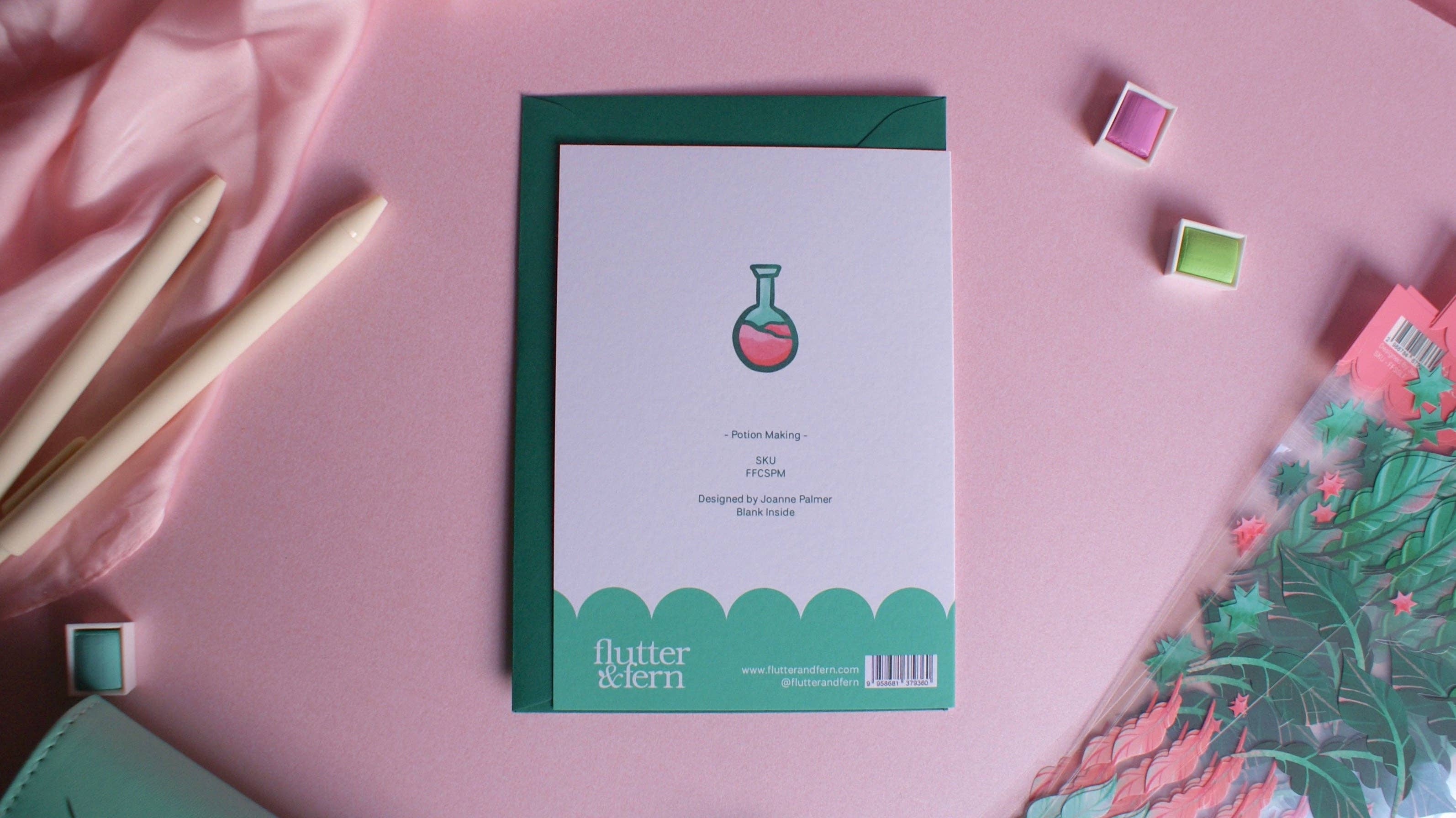 Flutter & Fern - Vente Carte de vœux classique - Fabrication de potions - Carte A61