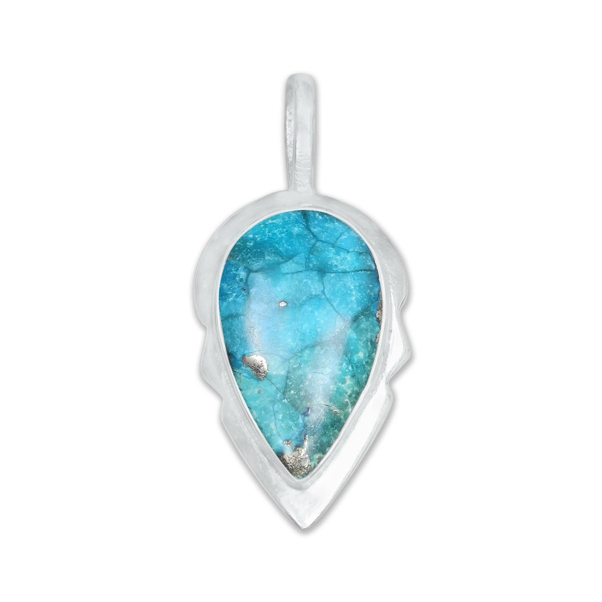 Handmade Jewels - Wholesale Individual Charm/Pendant - Persian Turquoise Minimalist Pendants -  Handmade, Silver-Plated Brass, Wholesale7