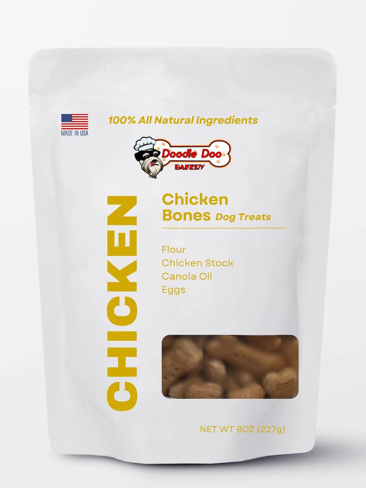 Homemade Dog Treats - Chicken Bones Dog Biscuits 1/2 lb for wholesale by Doodle Doo Bakery