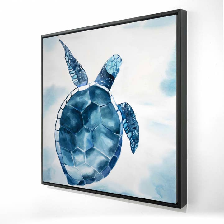 Weiss Blaue Schildkröte | gerahmter Druck auf Leinwand 48" x 48" für den Großhandel auf Faire
