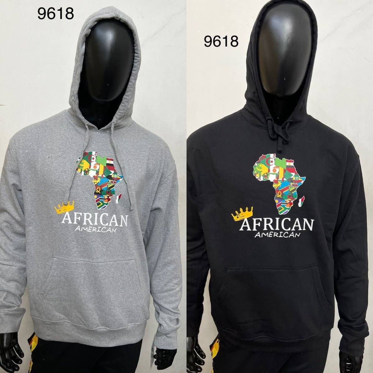 Advance Apparels - Vendita all'ingrosso Felpa con cappuccio - Donna - Felpa con cappuccio African American Crown (M-2XL) Felpa con cappuccio nera o grigia 96186