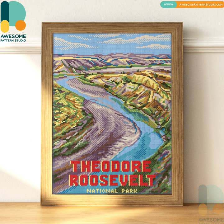 Parc national Theodore Roosevelt, kit de peinture au diamant pour la vente par Awesome Pattern Studio