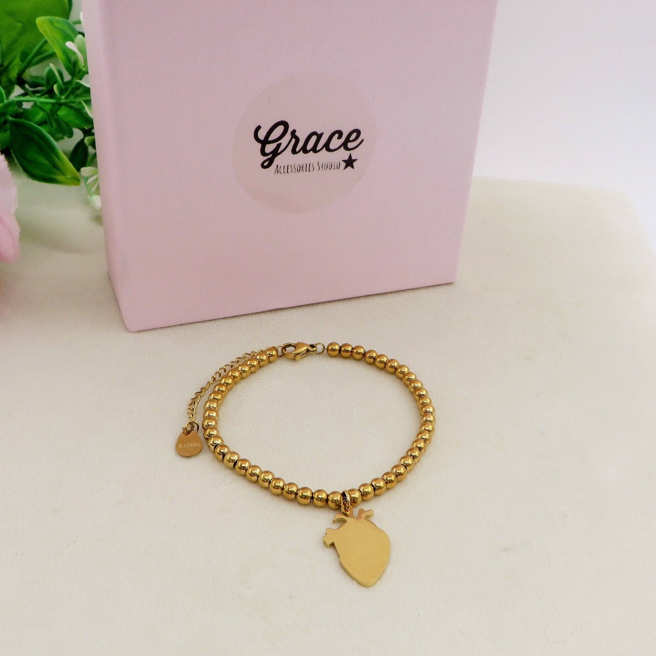 Daemon srls - Wholesale Charm/Dangle Bracelet - HUMAN HEART charm BRACCIALE  Pallini ~ ACCIAIO inossidabile - Bracciale cuore anatomico con ciondoli3