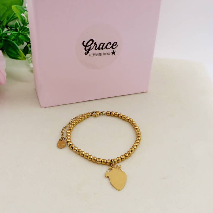 Daemon srls - Wholesale Charm/Dangle Bracelet - HUMAN HEART charm BRACCIALE Pallini ~ ACCIAIO inossidabile - Bracciale cuore anatomico con ciondoli3