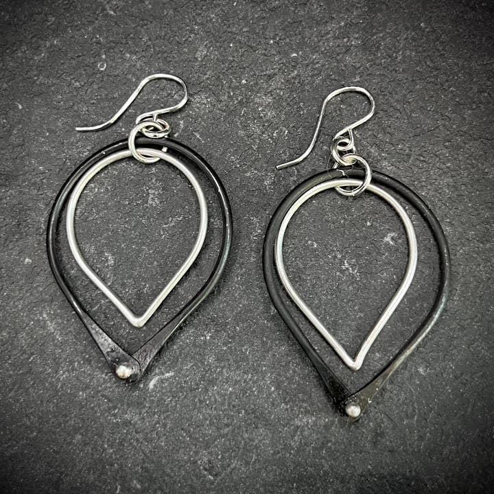 Double Black and Silver Earrings for wholesale by Laura Robson Design