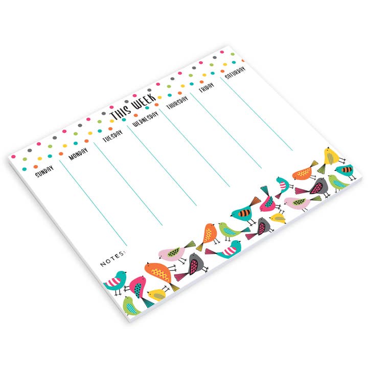 Weekly Planner Pad - Bright Birds for wholesale by GINA B DESIGNS