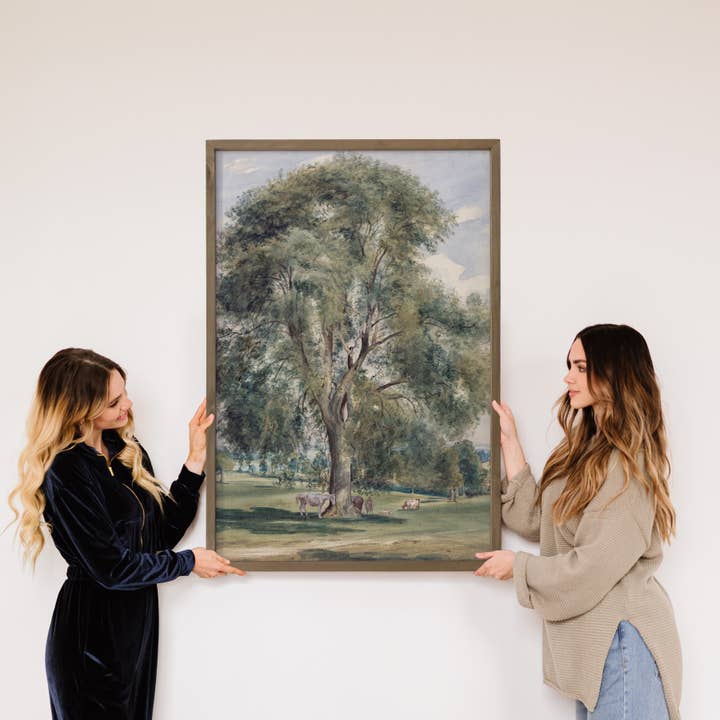 Hangout Home – Impressão artística por atacado – Cavalos by the Grand Oak Tree - Arte de parede em tela de cavalo - Moldura2