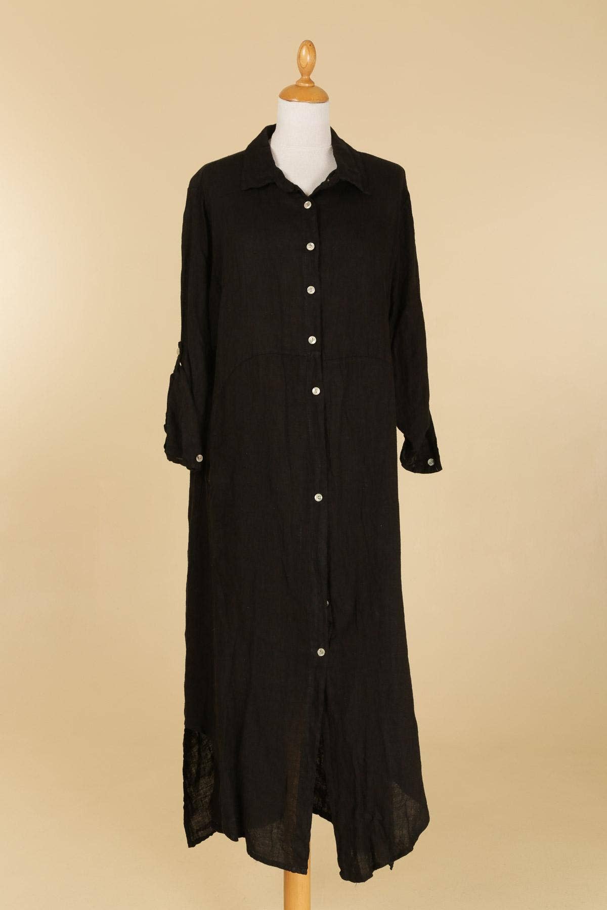 la maison des fibres naturelles - Wholesale Button Down Shirt - Women's - Long shirt dress 68036 100% LINEN54