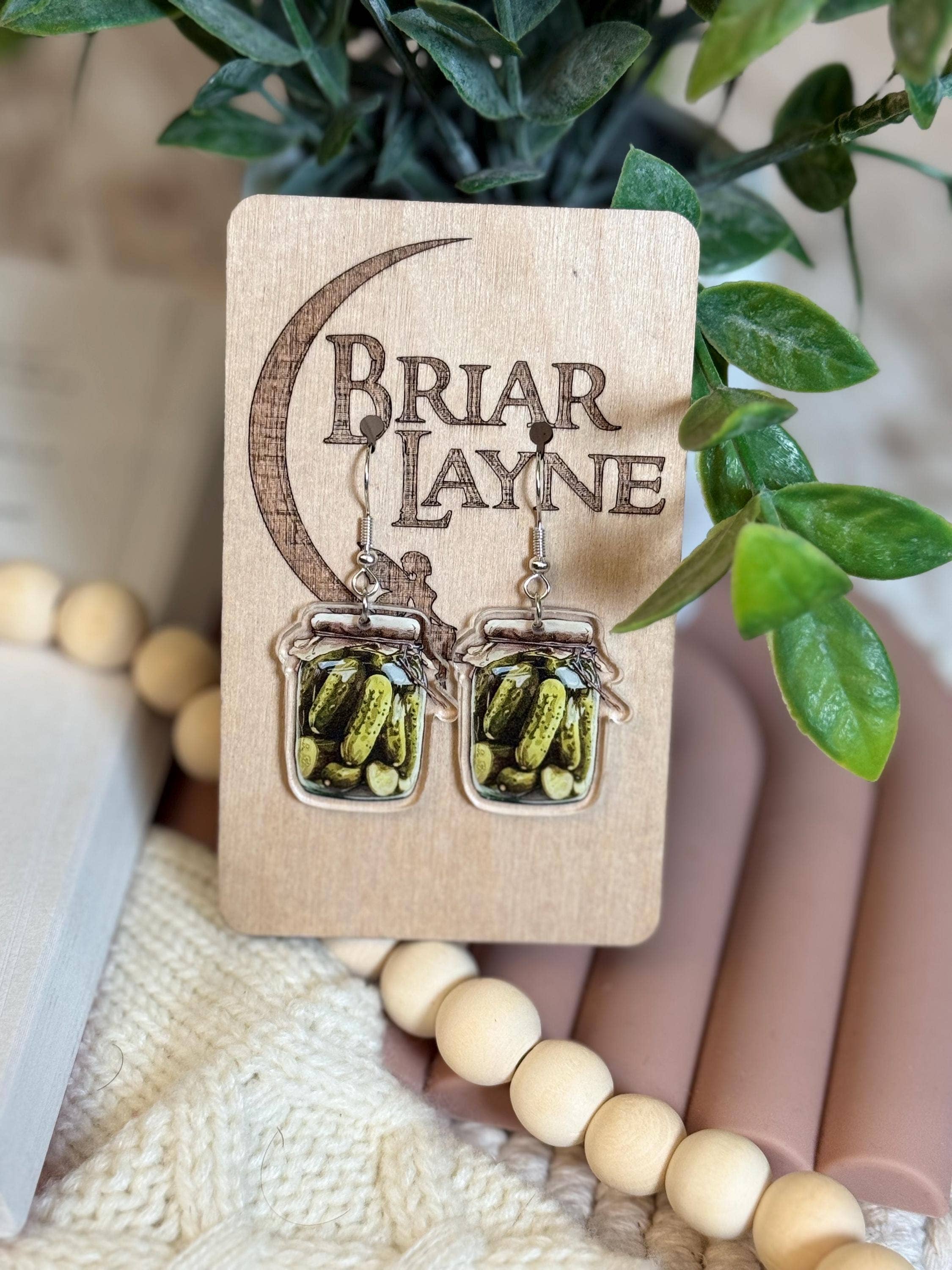 Briar layne - Wholesale Dangle Earrings - Pickle Themed Jar Earrings for Pickle Lovers 1
