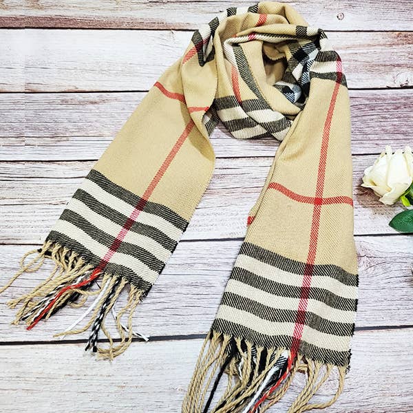 TAN Plaid Fashion Scarf for wholesale on Faire0