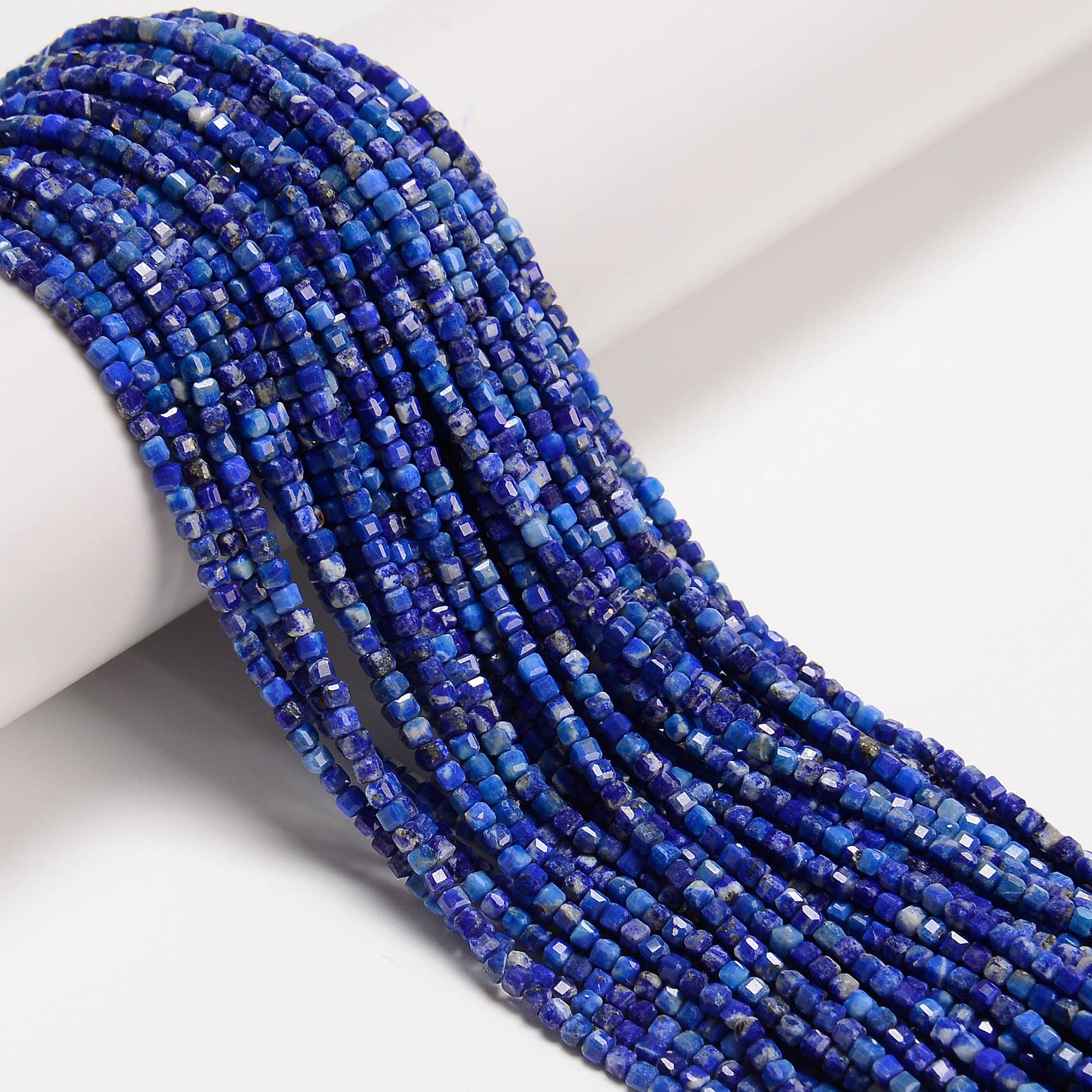 CRCBEADS - Wholesale Beads - Natural Lapis Lazuli Faceted Cube Beads Size 2mm 15.5'' Strand0