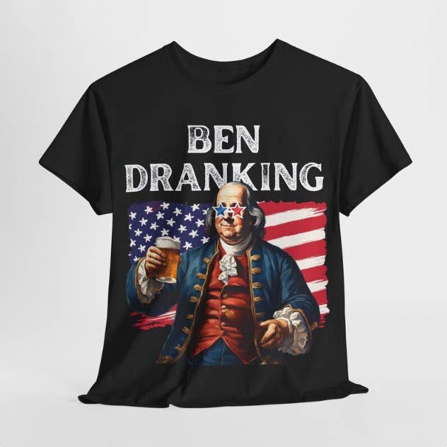 Black Ben Drankin T-shirt, 4th July T-shirt, Funny Franklin T-shir for wholesale on Faire