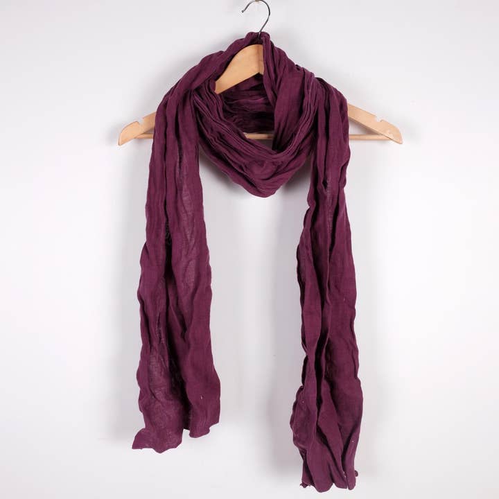 NorraVilla - Wholesale Scarf - Women's - Magenta - Linen Scarf