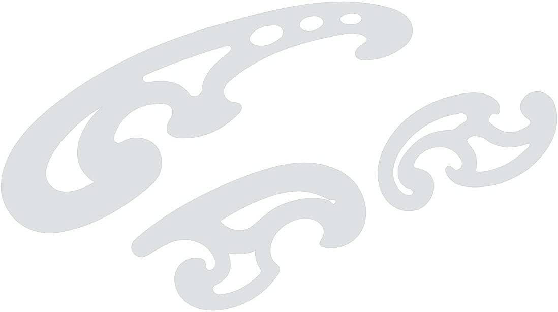 Liquidraw - Vente Pochoir - Liquidraw Jeu de Courbes Françaises de 3 Règles CLAIR/ORANGE Gabarits de Dessin Technique Courbes Françaises1