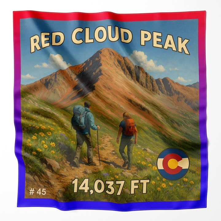 Redcloud Peak Colorado 14er Microfiber Cloth Bandana for wholesale by Map the Xperience