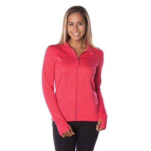 Crescent Moon Active-Tech Full-Zip Jacket - Coral for wholesale by Crescent Moon Yoga
