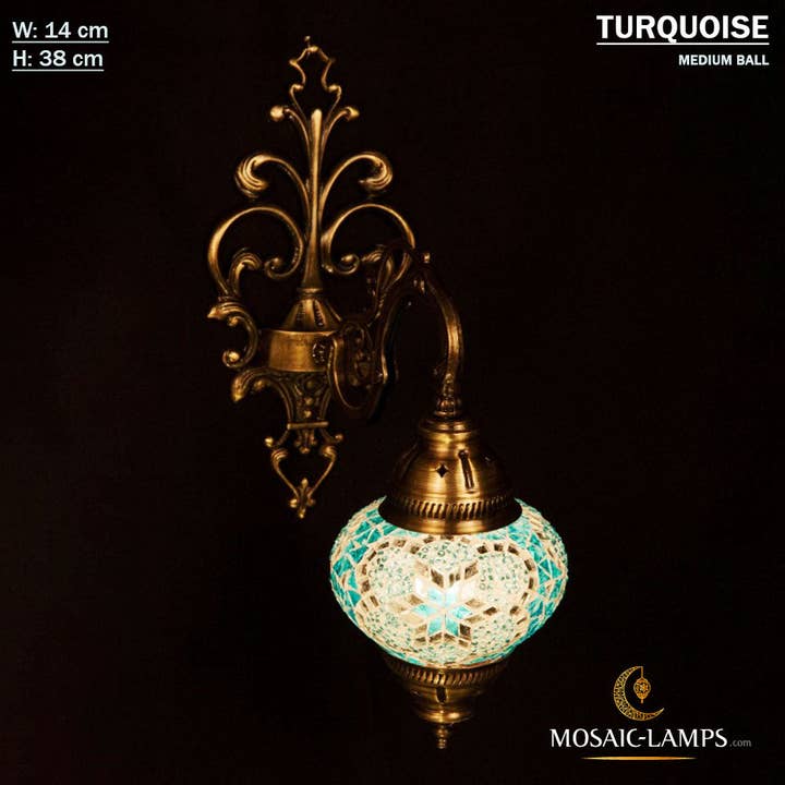 Mosaic Lamps - Wholesale Sconce - Turkish Mosaic Single Medium Globe Wall Lamp, Traditional Moroccan Vintage Ceiling Sconce, Handmade Marrakech Bedroom Living Room Wall Lights17