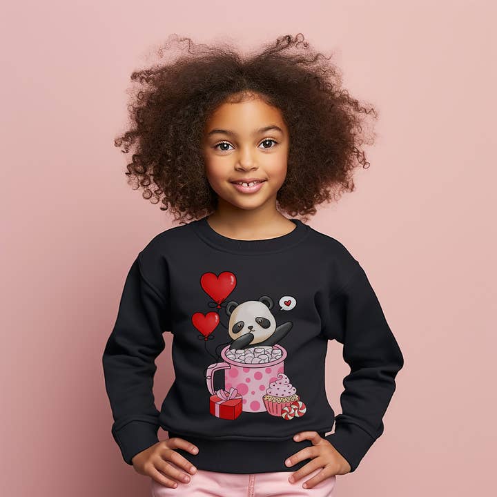 Peanut Bunny - Wholesale Sweatshirt - Kinderen - Panda Valentine Cocoa Cup sweatshirt voor kinderen3