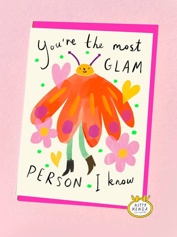 Glam Flower Person Greeting Card for wholesale by Kitty Kenda Papergoods