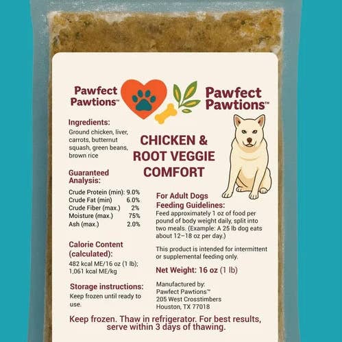 Chicken & Root Veggie Comfort 16oz for wholesale by Pawfect Pawtions