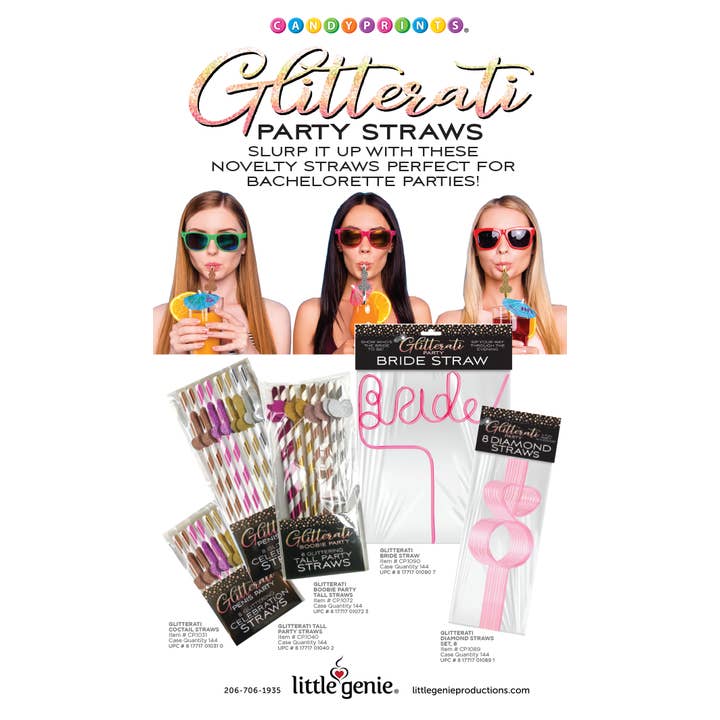 Little Genie Productions - Wholesale Drinking straw - ***SALE*** Glitterati Diamond Straws Set of 84