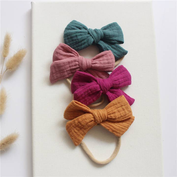 Annie & Charles - Wholesale Hair Bow - Baby - Annie & Charles® baby headband set with muslin bow13