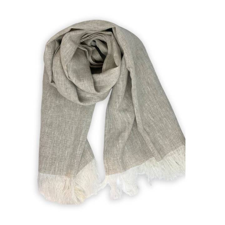 Cachecol de Linho Puro Italiano Caqui por atacado de Alejandra Collective