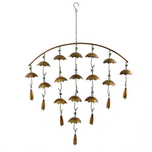 Zaer Ltd. International - Wholesale Wind Chime - Antique Copper Umbrella Wind Chimes with Bells- 3 Sizes