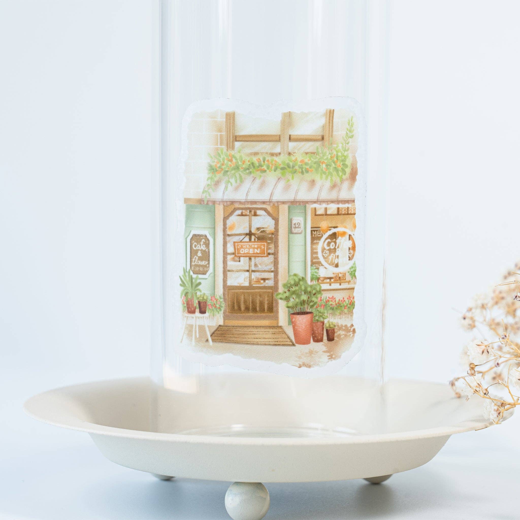Lettoon - Wholesale Sticker - Clear Vinyl Sticker - Flower Cafe