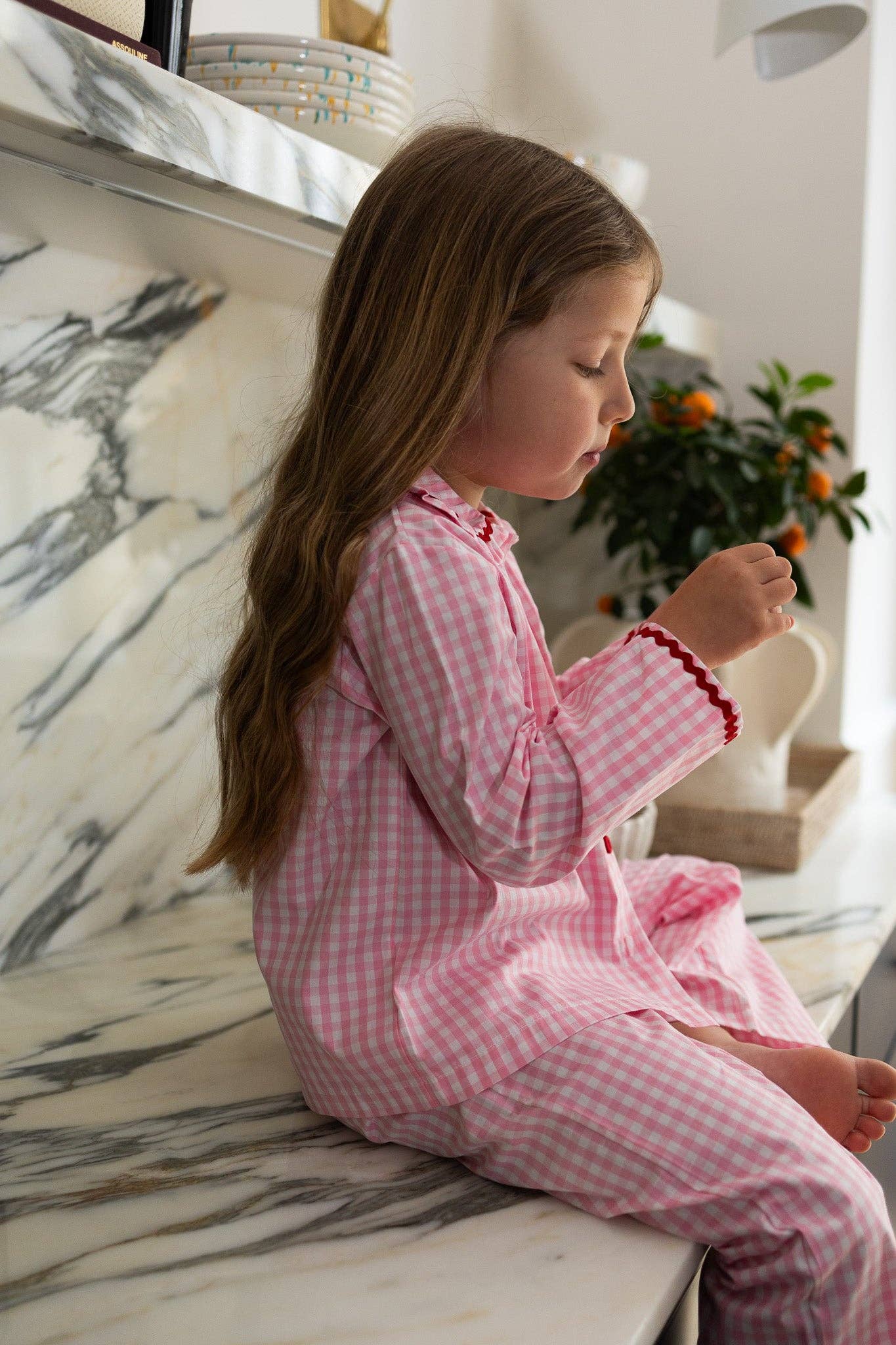 Noa de Cajou – wholesale Sleepwear set – Kids – Vichy Pink Pajamas - Daughter4