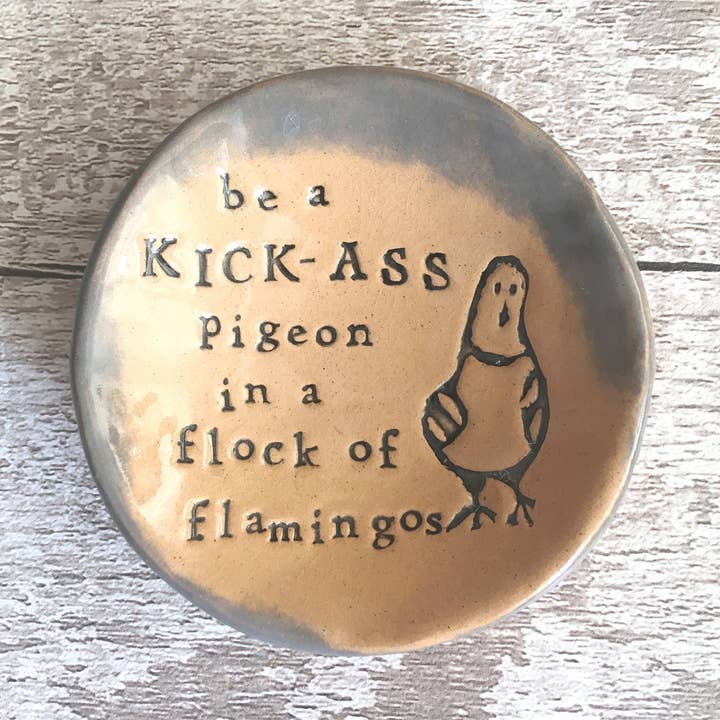 Kick-Ass Pigeon Ceramic Dish – Handmade Trinket Dish for wholesale by Love & Lovelier