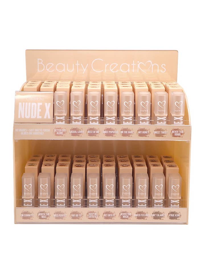 Beauty Creations NXLSD Nude Lippenstift Display Set - 108 Stück für den Großhandel von PINEAPPLE Beauty