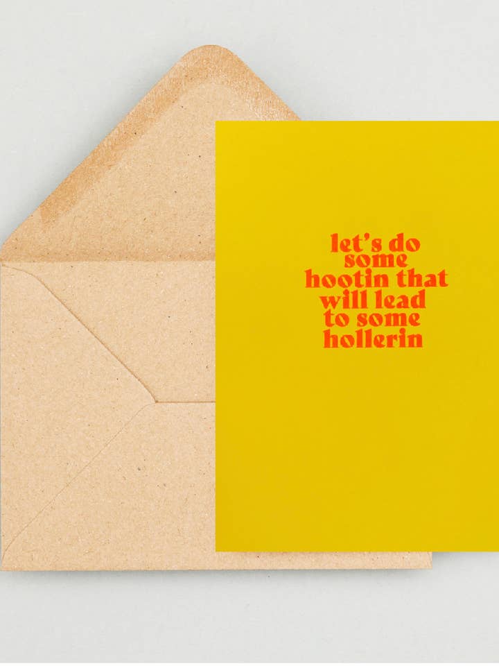 Ensemble de cartes Hootin imprimées Riso et d'enveloppes pour la vente par Laladon Studio