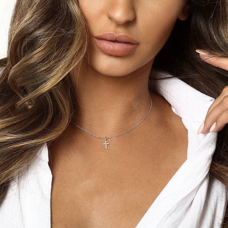 Perimade & Co. LLC - Wholesale Pendant/Charm Necklace - Dainty Cross Charm Pendant Necklace in 925 Sterling Silver4