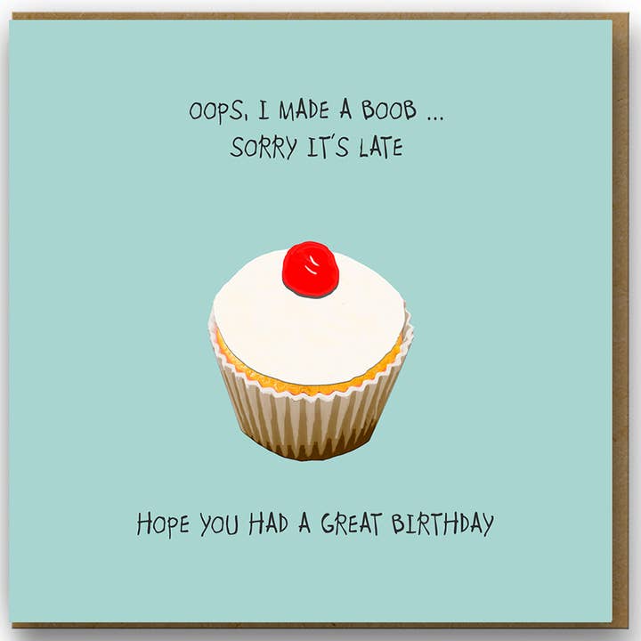 FOR009 ... Divertente Biglietto di Auguri in Ritardo per il Compleanno per la vendita all'ingrosso da parte di Sally Scaffardi Design