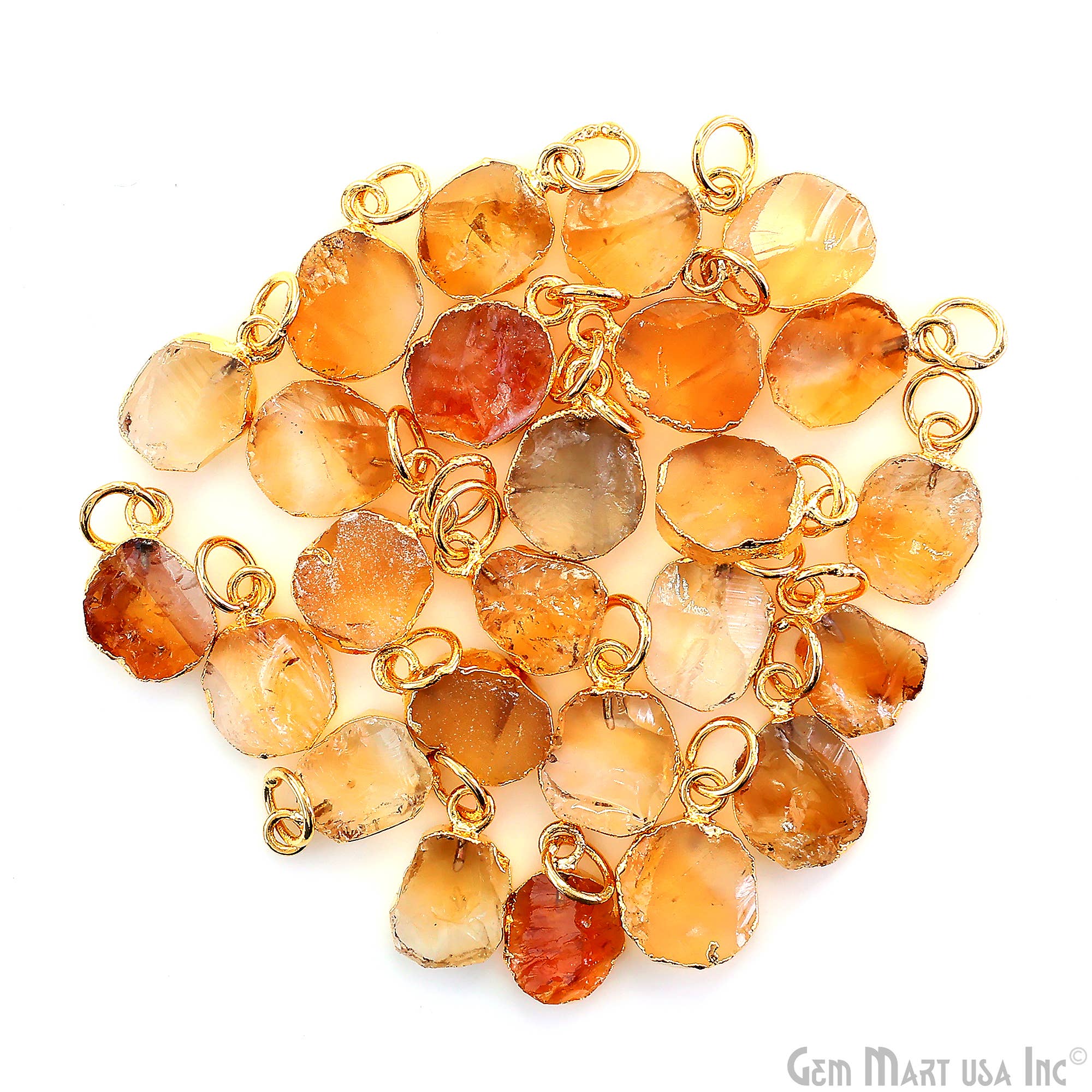 GemMartUSA - Wholesale Pendant/Charm Necklace - Rough Gemstone 16x10mm Gold Electroplated Single Bail Charm15