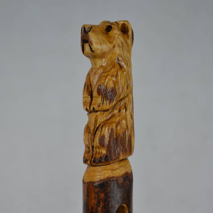 Creation Carvings LLC – wholesale Fitness equipment – Hand Carved Walking Stick, Bear Walking Stick - Grizzly Carving - Bear Stick - Hiking - Dark Wood3