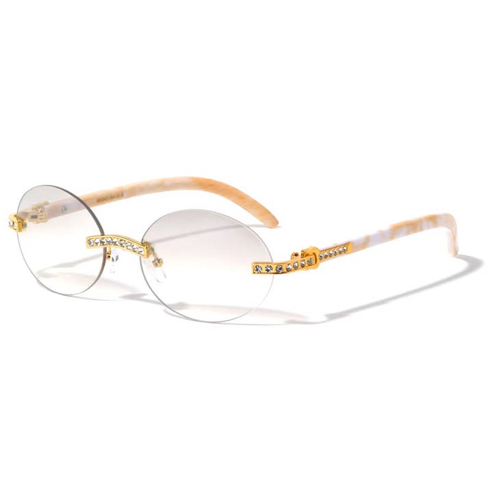 Rhinestone Rimless Glasögon m4043-rh-clr för wholesale av Sunrayzz Imports