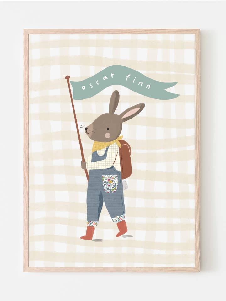 Farmer Rabbit Nursery Art - made with Liberty fabric for wholesale by The Charming Press