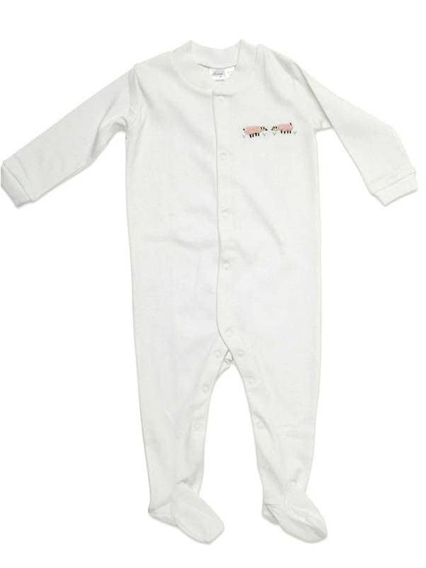 Footie, gekamd katoen - Schapen (roze) voor wholesale door Jacaranda Living