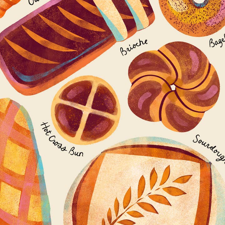 Katie Melrose Made - Wholesale Art Print - Bread Types Art Print1
