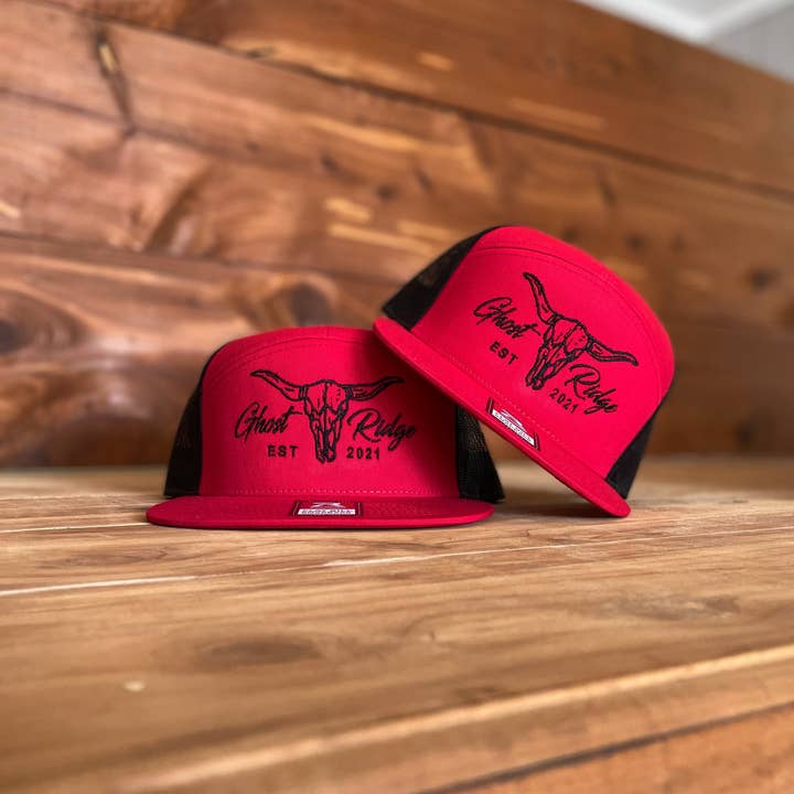 Richardson 168 Red/Black 7 Panel Bull for wholesale by Ghost Ridge Brand